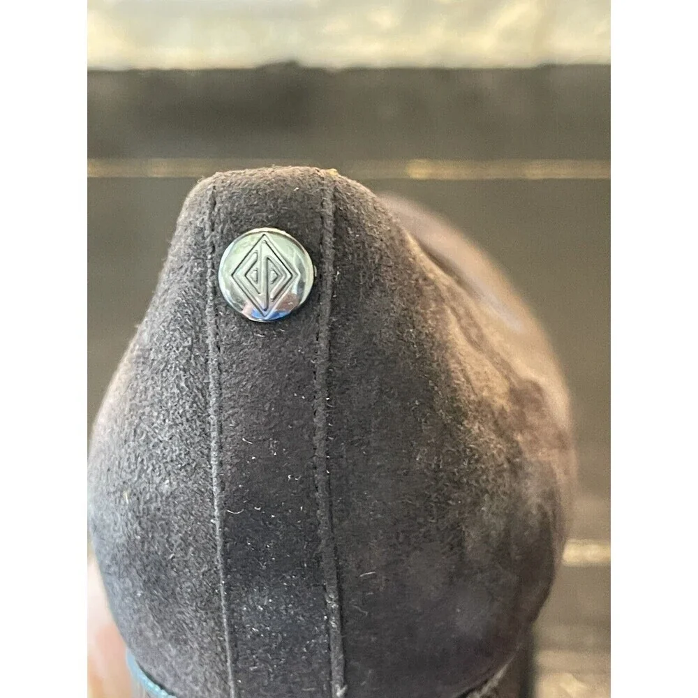 Women's Pointed Toe Block Heel Pumps - Gray Suede - Picture 4 of 9